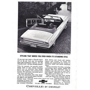 Chevelle by Chevrolet Car Auto 1960s Vintage Print Ad 9 inch Tall